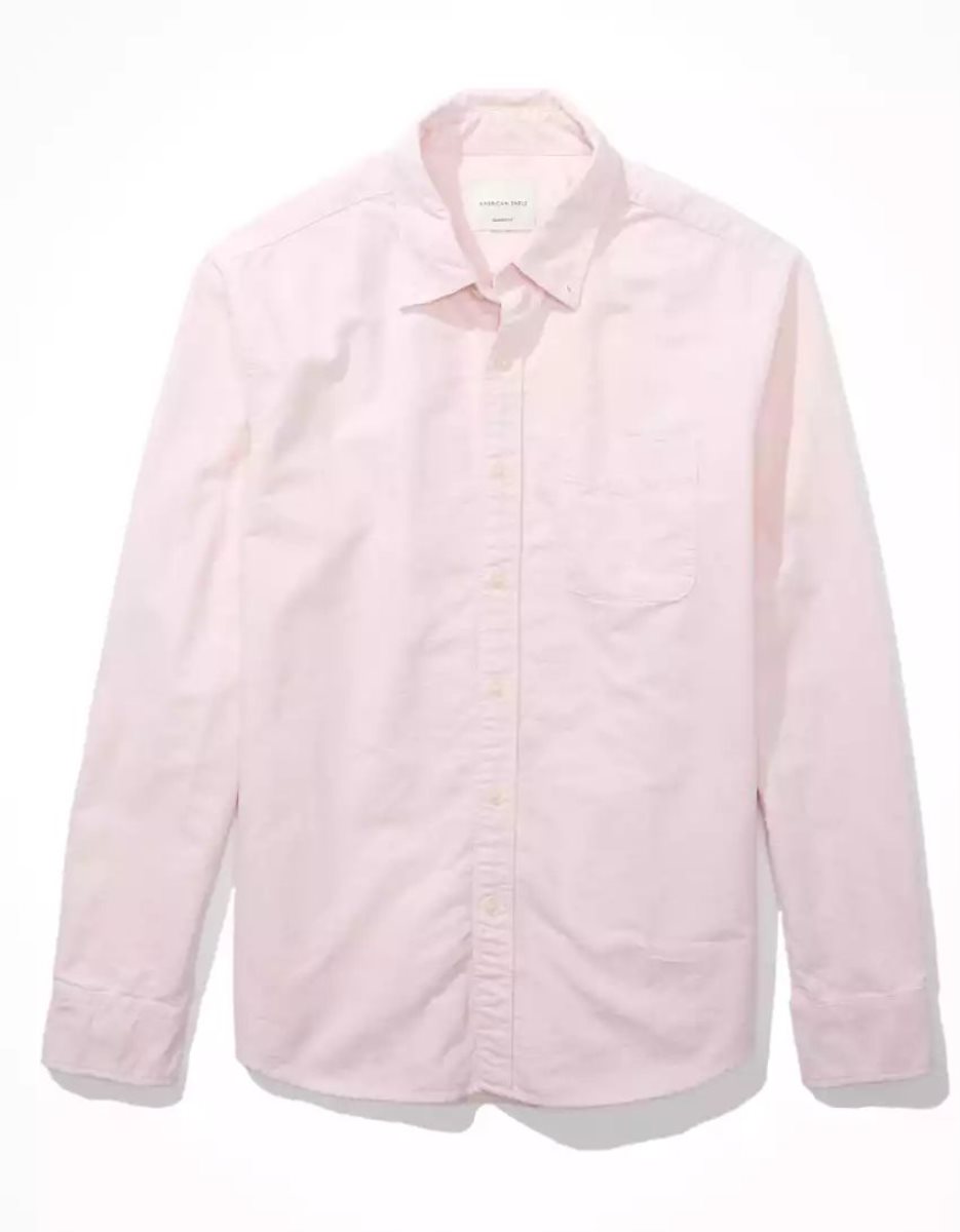 Hauts Flanelle American Eagle AE Everyday Oxford Button-Up Shirt Rose Homme | JCP-84555562